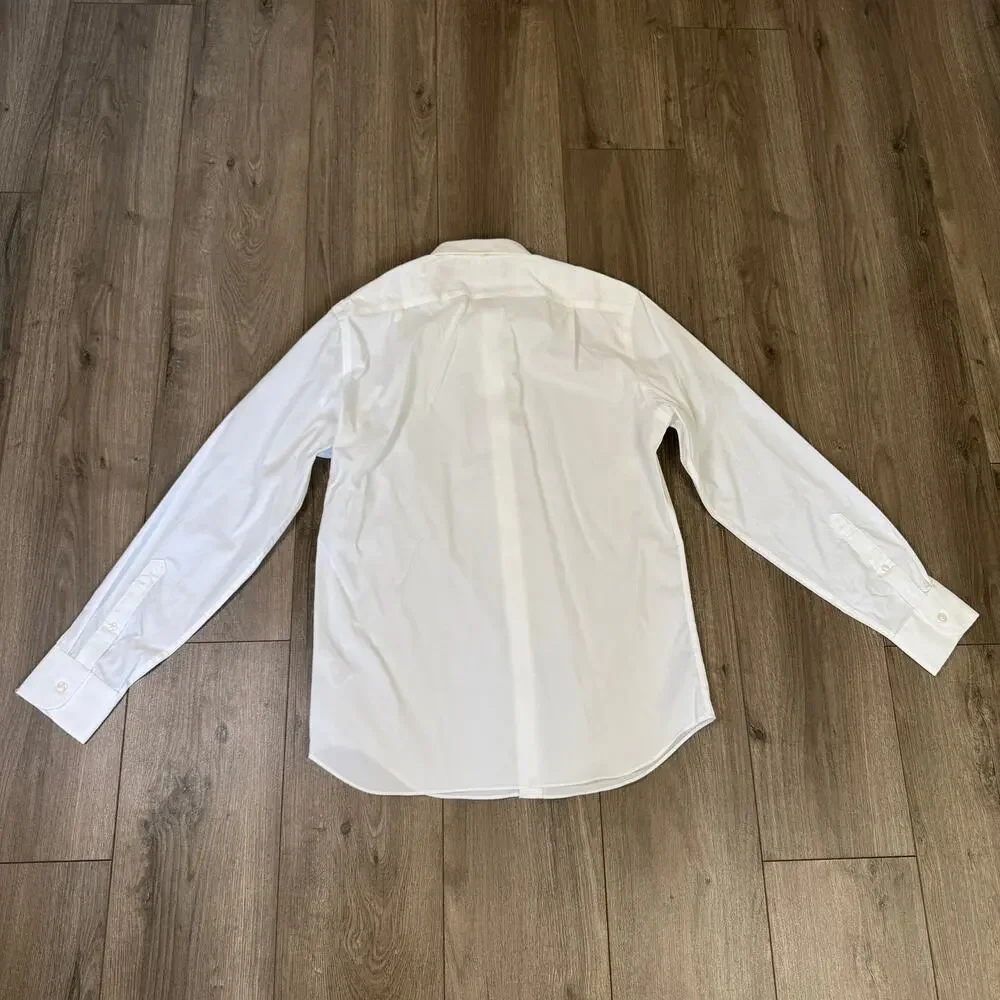 J.Crew Bowery Slim Dress Shirt Mens M White Wrinkle Free Long Sleeve Office Wear